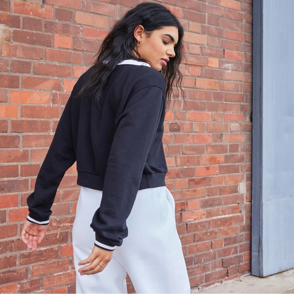 NWT Adidas Retro Varsity V-Neck Cropped Sweater - Picture 3 of 6